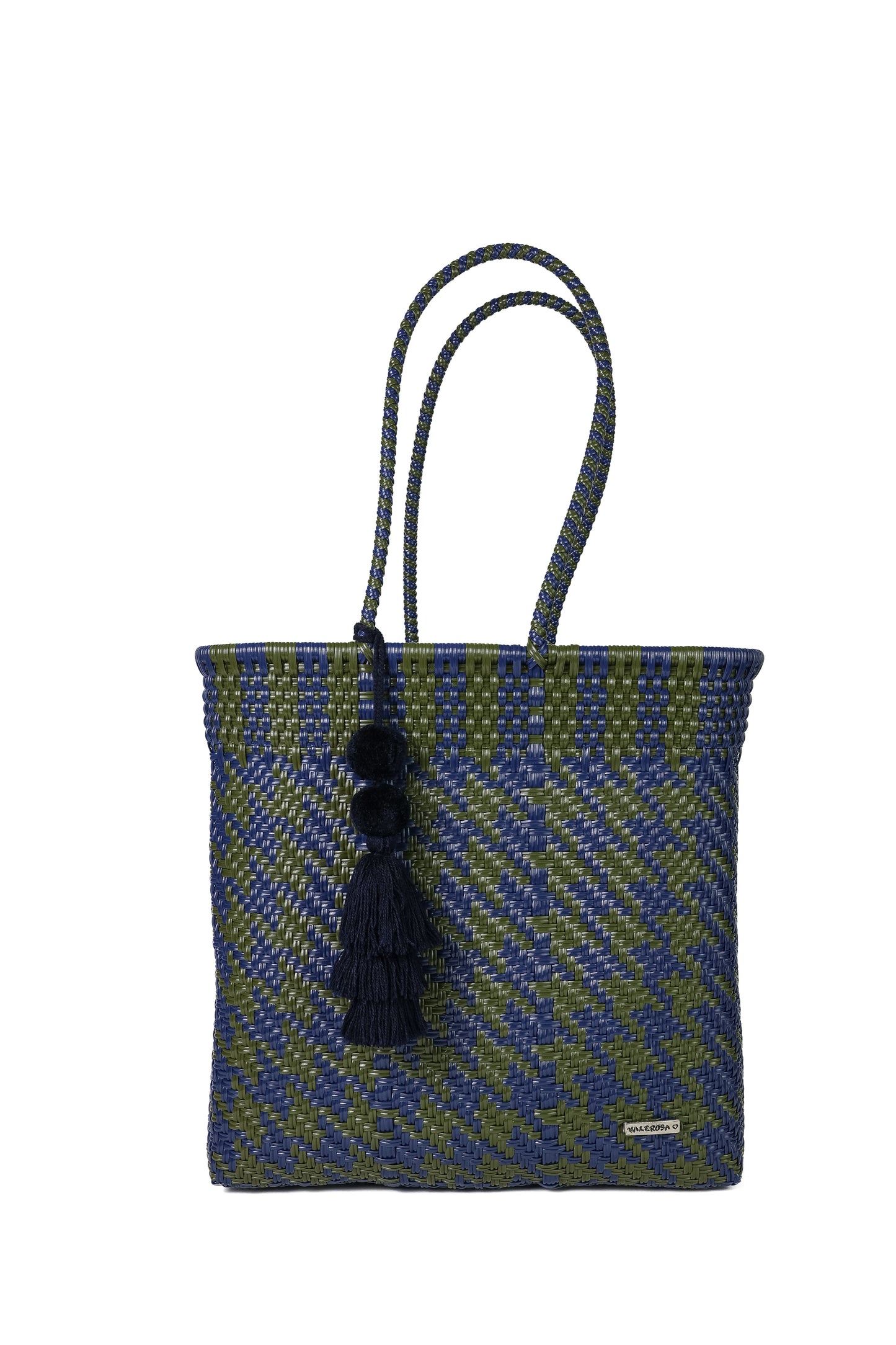 Olive and Navy Houndstooth Playera Tote