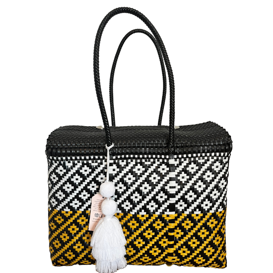 Black and Yellow Overnight Tote